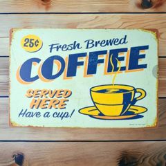ブリキ看板 CO003(9) コーヒー グリーン 壁掛け おしゃれ 雑貨 ボード 看板 インテリア 雑貨 オブジェ お店 店内 カフェ コーヒー ボード パネル アンティーク 薄型 軽量