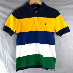 ポロラルフローレン Polo Ralph Lauren ポロシャツ 半袖 胸元ワンポイント ボーダー カラフル 黄青緑白 Mサイズ 927059