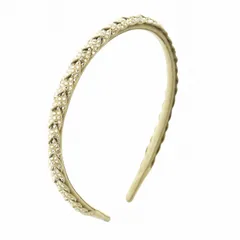 スワロフスキー SWAROVSKI カチューシャ ヘアアクセサリー クリスタル スエード ラインストーン ロゴ ベージュ ■GY18 /MQのサムネイル