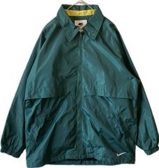 【Lサイズ】古着　NIKE　ナイロンジャケット　90s　刺繍ロゴ　バック刺繡　白タグ　銀タグ