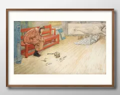 カール・ラーション、老爺と新しく植えられた木、希少画集画、新品額装付 カール・ラーション、老爺と新しく植えられた木、希少画集画
