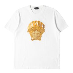 VERSACE ヴェルサーチ Tシャツ サイズ:M / メデューサ刺繍 クルーネック Tシャツ (TAYLOR FIT) / ホワイト 白 / トップス カットソー 半袖 / イタリア製【メンズ】【中古】