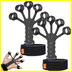 フィンガーパワー 2個セット フィンガートレーナー ハンドグリップ 握力 トレーニング 握力回復 5~8kg握力強化訓練 グリップ 握力 指の持久力、安定性、爆発力 強度調節可能 握力トレーナー 使用簡単 左右同時に握力トレーニング (ブラック*2)