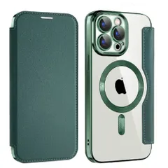iPhoneケース iPhone16 16Pro 16ProMax 16Plus magsafe 手帳型 Pro Max プロ マックス スマホ 携帯 アイフォン アイホン カバー 耐衝撃 おしゃれ 韓国 カメラ保護 グリーン359