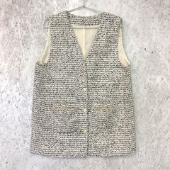 WHITE JOOLA ホワイトジョーラ MIX ツィード ジレ ホワイト系 Mサイズ 〇◇