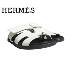Hermes シプレ 28cm エルメス 44 メンズ サンダル レザー シューズ ホワイト 白