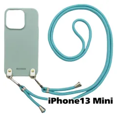 【新品未使用】iPhone13 Mini アイフォン13ミニ ケース(くすみグリーン/ミント)ひも TPU カバー ストラップ myones 斜め掛け zmyones002-ps1-st25-iphone13min-gr-mi
