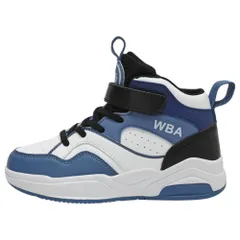 ☆ ブルー×ブラック ☆ 36(23m) ☆ スニーカー キッズ バッシュ ジュニア バスケットシューズ スニーカー バッシュ キッズ ハイカット バスケットシューズ キッズスニーカー 子供靴 子供用シューズ 運動靴 弾力性 男女兼用 女の子 男の子