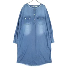 niko and... ニコアンド 長袖 デニム ロングワンピース 3 ブルー ダメージ加工 レディース 古着