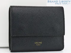 極美✨セリーヌ スモール トリフォールドウォレット ロゴ刻印 ブラック 2025年最新】セリーヌ（CELINE） スモール トリフォールド