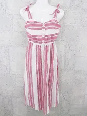 ◇ ZARA TRF ザラ 総柄 ノースリーブ 膝下丈 ワンピース サイズEUR M USA M MEX 28 オフホワイト レッド系 レディース P  【1000027750222】のサムネイル