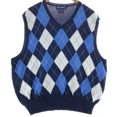 古着 ラルフローレン Ralph Lauren POLO GOLF ポロゴルフ アーガイル柄 Vネック コットンニットベスト メンズXXL相当/eaa380942