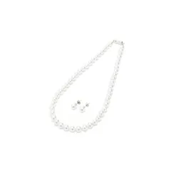 【新品】 [CRANES COLLECTION] パール ネックレス マグネット留め具 イヤリング ピアス セット 日本製 天然最高花珠貝パール 真珠 8mm珠 ケース付 書付 選べる6サイズ (ピアスセット, ネックレス46cm) 1