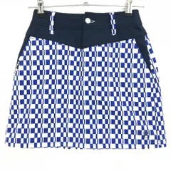 【美品】フィラゴルフ スカート 白×ブルー 総柄 裏起毛  レディース  ゴルフウェア FILA GOLF