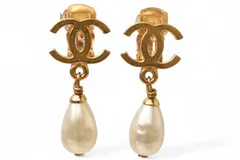 シャネル イヤリング ヴィンテージ CHANEL ココ/CCパールモチーフ/ゴールド 95【中古】