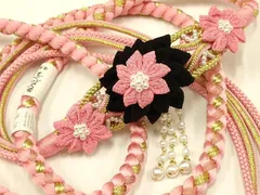 平和屋着物●和装小物　振袖用帯締め　装飾　つまみ細工　パール　金糸　撚り房　逸品　未使用　AAAV5890ay