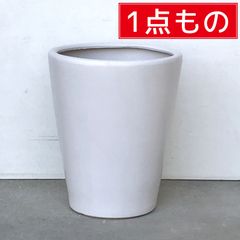 現品限り 1点もの 訳あり特価【フチから側面へのヒビあり 新品】直径34cm 陶器鉢 WY 丸深型 白 ホワイト つや無 M 22リットル 植木鉢 陶器 屋外 室内 観葉植物 鉢