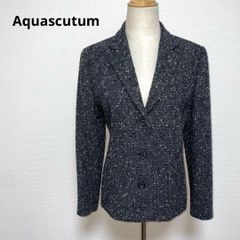 AQUASCUTUM アクアスキュータム ニット ジャケット 黒 8 ブローチ付 