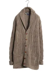 【お得なクーポン配布中!】 70s ポロ ラルフローレン ショールカラー ウール ニット カーディガン メンズ M 古着 大文字 旧タグ ヴィンテージ セーター 前開き 羽織り