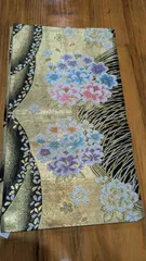 No.113【美品】袋帯 振袖•フォーマル向き 花柄 ゴールド黒