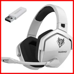 ワイヤレスゲーミングヘッドセット、クリスタルクリアマイク付き、PS5、PS4、PC、Switch用、100時間バッテリー、エルゴノミックデザイン（白） G06 NUBWO