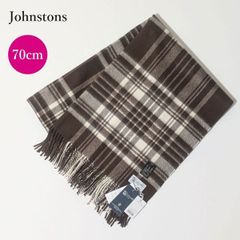 美品　ジョンストンズ　カシミア大判ストール　ウインドウペン　ブラウン Johnstons ジョンストンズ カシミヤ大判ストール 【 ブラウン
