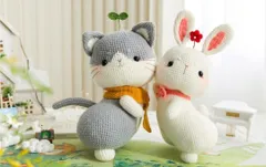 ハンドメイド  ネコ 奈々 ウサギ はな あみぐるみレシピ　癒やし　お家の時間