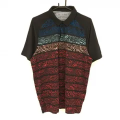 ★特価★【超美品】アンダーアーマー 半袖ポロシャツ 黒×レッド×ブルー 総柄 メンズ XL/TG/EG ゴルフウェア UNDER ARMOUR