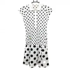 ★特価★【超美品】ルコック 半袖ポロワンピース 白×黒 ドット レディース M ゴルフウェア le coq sportif