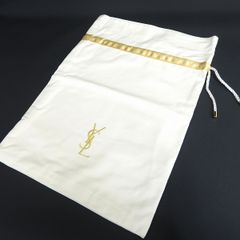 #ae イヴサンローラン YVES SAINT LAURENT YSL 巾着 オフホワイト 金 カサンドラ ロゴ刺繍 キャンバス 巾着袋 943014 k01