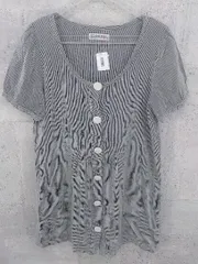 ◇ BEAMS BOY ビームスボーイ ストライプ 半袖 ミニ ワンピース サイズ44 ベージュ系 ネイビー系 レディース 【中古】 【1002801106201】