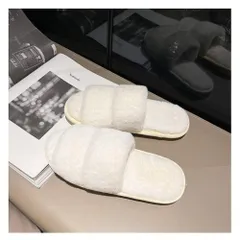 ☆ ホワイト ☆ 40-41(24.5cm-25cm) ☆ スリッパ もこもこ pmyslimoko04 もこもこ スリッパ ルームシューズ ルームスリッパ 秋 冬用 前開きスリッパ ルームサンダル 室内履き オープントゥ ボア フェイクファー
