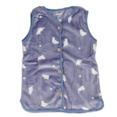 ☆ 2C.ネコシルエットBL ☆ フランネルKIDSスリーパー スリーパー キッズ ベスト 着る毛布 パジャマ ルームウェア 前開き 半そで ボタン 寒さ対策 防寒対策 軽量 寝冷え防止 男の子 女の子 もこもこ 暖かい 部屋着 子ども 子供 あったかグッズ