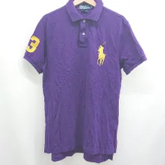 ◇ ⊂ ポロ バイ ラルフローレン 番号　ブランド刺繍 半袖 ポロシャツ サイズL パープル系 メンズ E  【1507280014011】