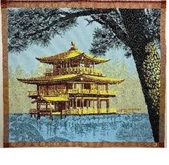 ジャガード織マット　No.15　日本の原景　雅・金閣寺　３０ｃｍ×２７ｃｍ