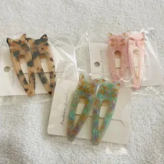 ネコヘアクリップ３色6点セット（A)前髪クリップヘアアクセサリー髪飾り猫グッズ