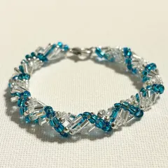 💫ビーズブレスレット　ライトブルー✖︎シルバー✖︎クリアー