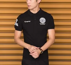 XLサイズ【刺繍 半袖 シャツ 黒】メンズ トップス 刺繍 半袖 ポロシャツ ゴルフウェア 半袖 カジュアル おしゃれ 夏服 春服 人気