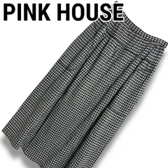 PINK HOUSE ピンクハウス ブラック ホワイト ギンガムチェック柄 ロングスカート フレアスカート 日本製 M Mサイズ相当 上質素材 レディース カジュアル ガーリー 001078H