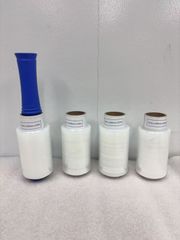ホルダー付きハンディラップ〔厚さ12μ、100mm×150ｍ〕　1本と交換用ミニストレッチフィルム〔厚さ12μ、100mm×150ｍ〕3巻の4点セット　　業務用としても家庭用としても大活躍🌟送料無料(※一部地域除きます)