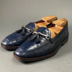 1b27 ETRO エトロ クロコ型押し タッセル ビットローファー 42 ネイビー イタリア製 シューズ vibramのサムネイル