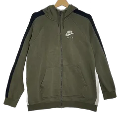 NIKE AIR/ナイキ フルジップ ジップアップ パーカー フーディー 長袖 ワンポイント刺繡 オーバーサイズ ビッグシルエット カンボジア製 メンズ L グリーン