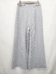 ◇ ⊂ YECCA VECCA イェッカ ヴェッカ ストライプ ワイド パンツ サイズＭ ブルー レディース E  【1507100013699】