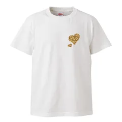Tシャツ メンズ 半袖 白 ホワイト ヒョウ柄 豹柄 レオパード アニマル かわいい 可愛い 淡い おしゃれ ハート ベージュ ウッドグリーン(WOOD GREEN)