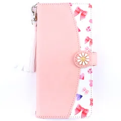 AQUOS R10 / R9 ケース 手帳 SH-51F SH-51E フラワー柄 合革 おしゃれ 手帳 ケース 【Color】ピンク