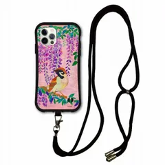 [iPhoneXR(テンアール)] iPhoneSE 第3世代 / 第2世代 スマホショルダー付 i-coronケース iPhone15 iPhone14 iPhone13 12 11 スマホケース カバー 肩掛け 斜め掛け アニマル柄 藤の花 鳥 トリ