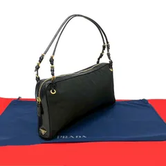 極 美品 希少品 PRADA プラダ ロゴ 金具 レザー 本革 ナイロン ミニ ハンドバッグ セミショルダーバック ブラック 06236