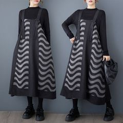 春 デザイン ゆったり デニム サロペット ワンピース