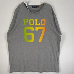 古着 ポロ・ラルフローレン POLO RALPH LAUREN 半袖Tシャツ ラバープリント ロゴ 大きいサイズ クルーネック XXL  グレー メンズ