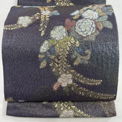 袋帯 美品 名品 辻が花 箔 紫 六通 正絹 【中古】